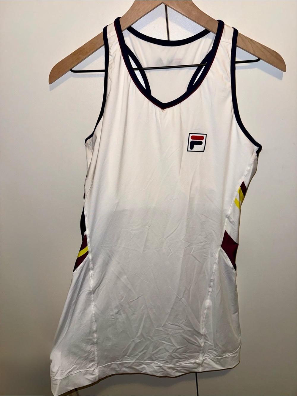 FILA White Tennis Dress with Maroon & Yellow‎ Accents